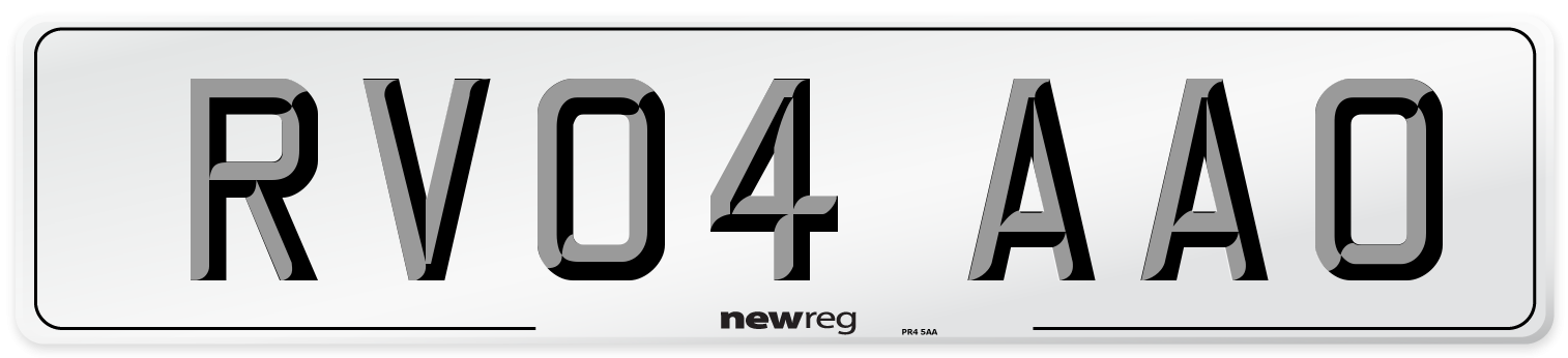 RV04 AAO Number Plate from New Reg
